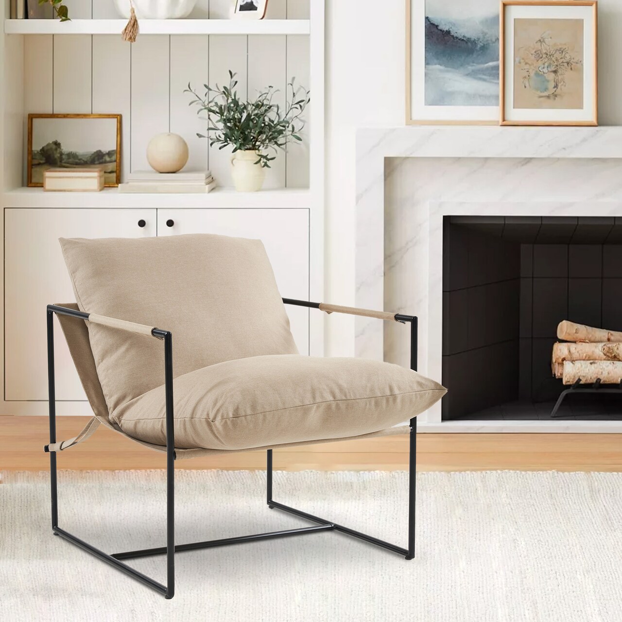 Accent Sling Chair Modern Armchair For Living Room Bedroom Reading Office